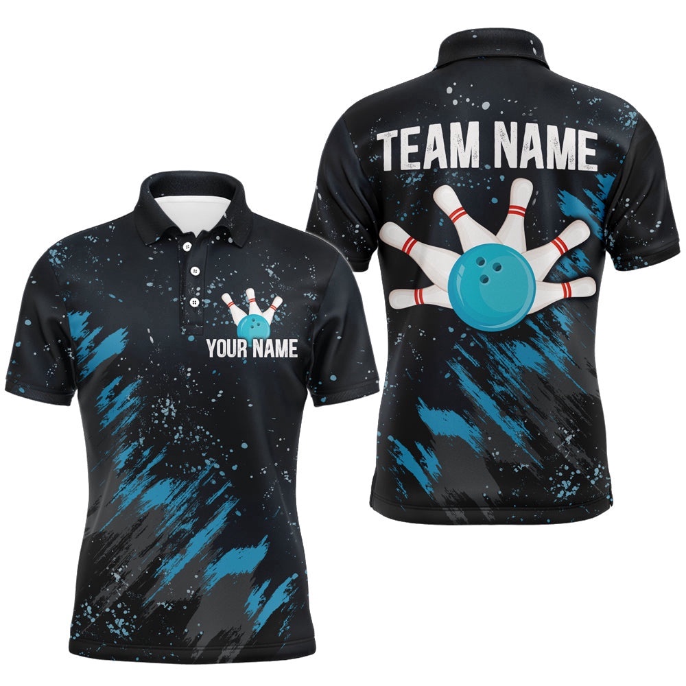 Blue Bowling Polo Shirt Team Custom Bowling Polo Shirt For Men & Women, Personalized Bowling Team Shirt