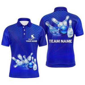 Blue Bowling Polo Shirts For Men Bowling…