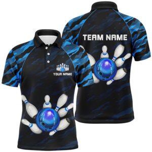 Blue Camo Bowling Polo Shirts Unisex Bowling…