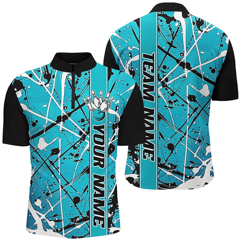 Blue Camo Bowling Team Shirts For Men And Women, Bowling Tournament Jersey For Bowlers, Custom Bowling Team Jersey Shirt