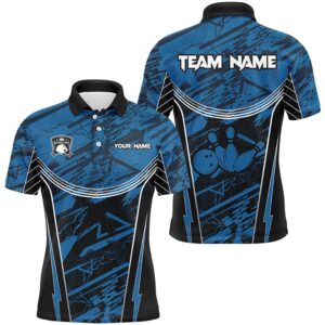 Blue Camo Men Bowling Polo Shirts Custom…