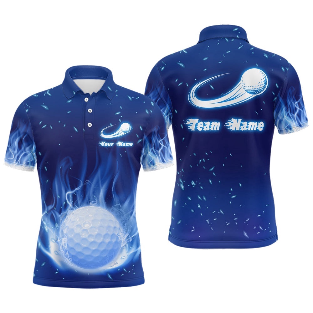 Blue Fire Flame Golf Ball Men’s Polo Shirt Custom Golf Tops For Men Personalized Golf Gifts, Golf Polo Shirt, Golf Shirts Blue Fire Flame Golf Ball Men’s Polo Shirt Custom Golf Tops For Men Personalized Golf Gifts, Golf Polo Shirt, Golf Shirts