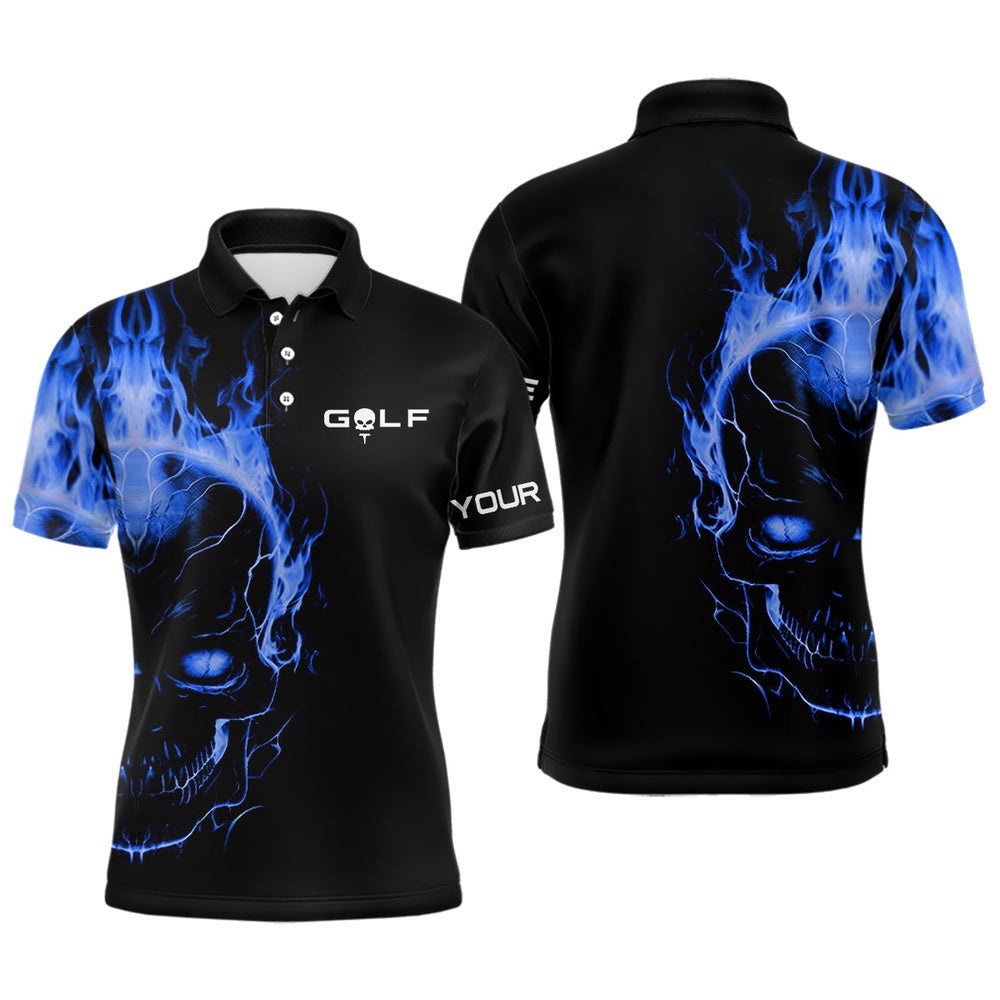 Blue Fire Skull Black Golf Shirts Custom Men’s Men’s Golf Polo Tees, Golf Polo Shirt, Golf Shirts Blue Fire Skull Black Golf Shirts Custom Men’s Men’s Golf Polo Tees, Golf Polo Shirt, Golf Shirts