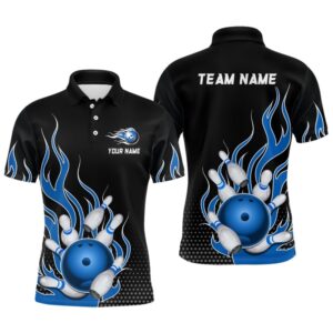 Blue Flame Bowling Polo Shirts For Men…