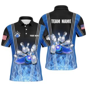 Blue Flame Bowling Polo Shirts For Men…