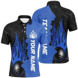 Blue Flame Bowling Polo Shirts Men &…