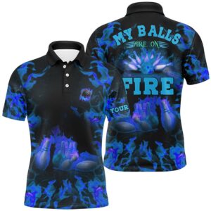 Blue Flame Bowling Shirt Custom Name My…
