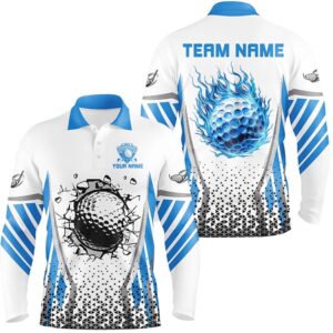 Blue Flame Golf Ball Wall Break White Men s Golf Polo Shirt Custom Golf Attire For Men Golf Polo Shirt Golf Shirts 2 jxhuuv.jpg