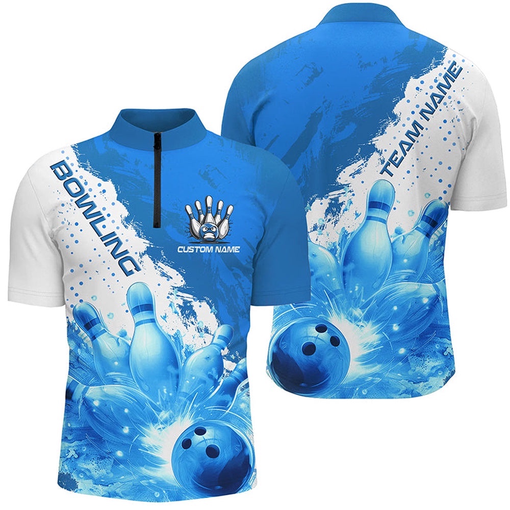 Blue Flame Strike Bowling Team Shirts For Men And Women, Bowler Outfit Bowling Team Jersey, Custom Bowling Team Jersey Shirt