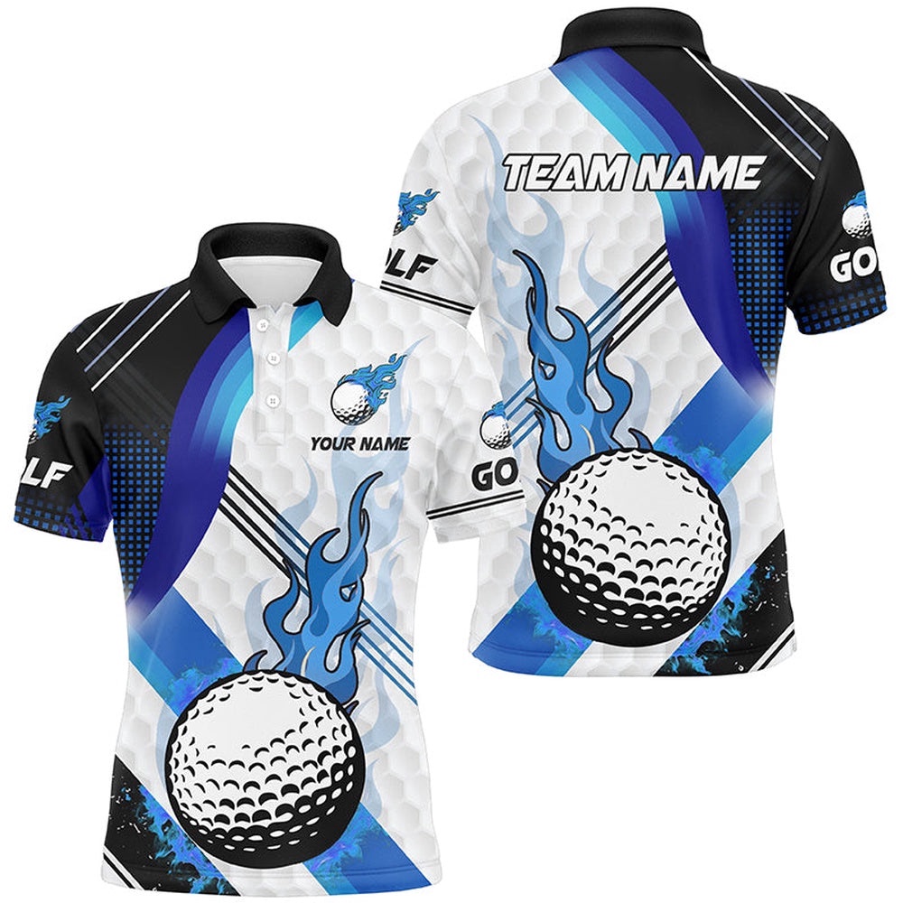 Blue Flame White Golf Ball Pattern Men’s Golf Polo Shirts Custom Golf Tops For Men, Best Golf Gifts, Golf Polo Shirt, Golf Shirts Blue Flame White Golf Ball Pattern Men’s Golf Polo Shirts Custom Golf Tops For Men, Best Golf Gifts, Golf Polo Shirt, Golf Shirts