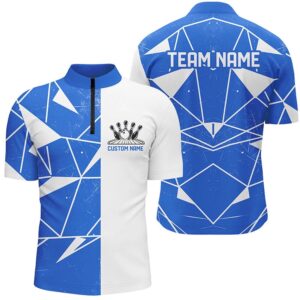 Blue Geometric Unisex Bowling Team Shirts, Bowling…