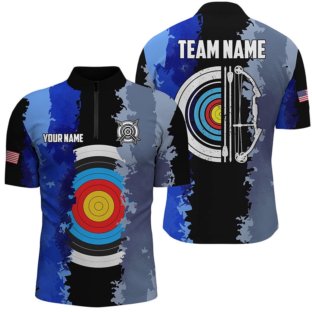 Blue Jerseys Archery Target Men Jersey Shirts Custom Team League Archery Shirts, Custom Archery Team Shirt
