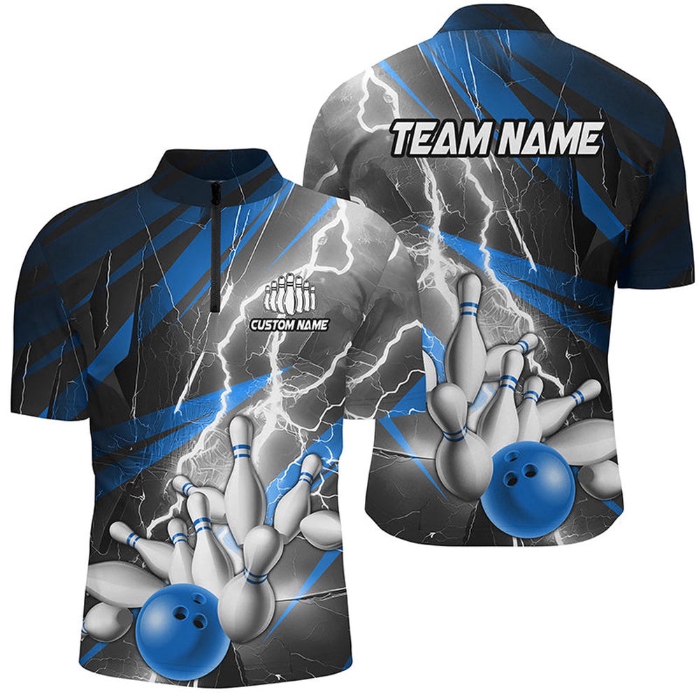 Blue Lightning Thunder Bowling Team Jersey,Team Bowling Shirts For Men And Women, Custom Bowling Team Jersey Shirt Blue Lightning Thunder Bowling Team Jersey,Team Bowling Shirts For Men And Women, Custom Bowling Team Jersey Shirt