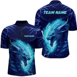 Blue Lightning Thunder Dragon Bowling Team Shirts…