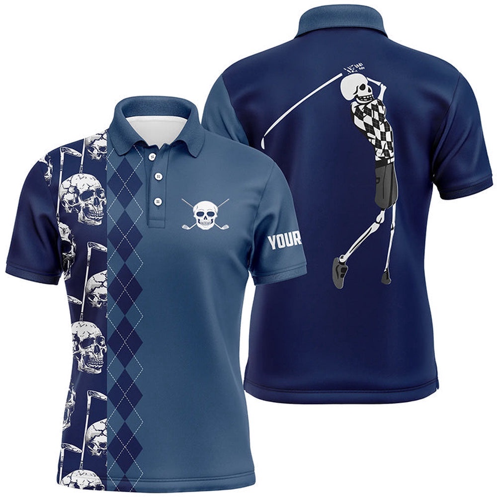 Blue Navy Skull Argyle Pattern Custom Men’s Best Men’s Golf Wear, Golf Polo Shirt, Golf Shirts Blue Navy Skull Argyle Pattern Custom Men’s Best Men’s Golf Wear, Golf Polo Shirt, Golf Shirts