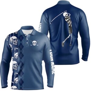 Blue Navy Skull Argyle Pattern Custom Men s Best Men s Golf Wear Golf Polo Shirt Golf Shirts 2 l5bl4q.jpg