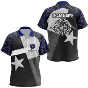 Blue Retro Texas Flag Archery Polo Shirts,…