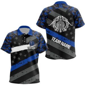 Blue Retro US Flag Archery Polo Shirts…