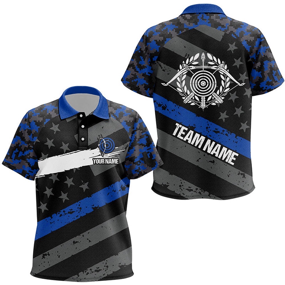 Blue Retro US Flag Archery Polo Shirts Custom Targets Archery Polo, Custom Archery Team Polo Shirt Blue Retro US Flag Archery Polo Shirts Custom Targets Archery Polo, Custom Archery Team Polo Shirt