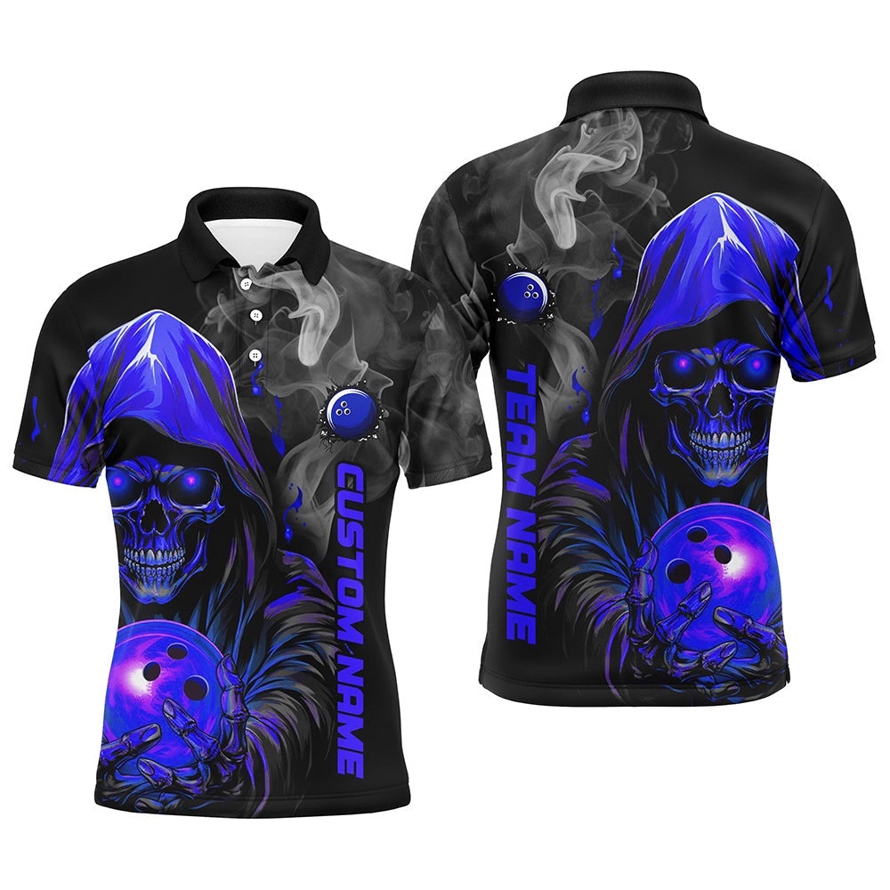 Blue Skull Men’s Bowling Team Polo Shirt Smoke Bowling Polo Shirts For Bowlers, Personalized Bowling Team Shirt Blue Skull Men’s Bowling Team Polo Shirt Smoke Bowling Polo Shirts For Bowlers, Personalized Bowling Team Shirt
