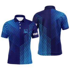 Blue Stripes Pattern Men’s Golf Polo Shirts…