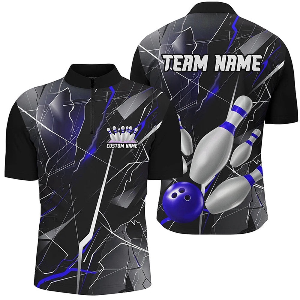 Blue Thunder Lightning Bowling Team Shirts For Men And Women, Strike Bowling Jersey, Custom Bowling Team Jersey Shirt