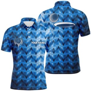 Blue Triangle Pattern Men’s Golf Polo Shirts…