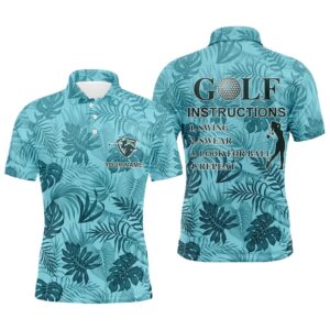 Blue Tropical Plants Men’s Golf Polos Shirts…