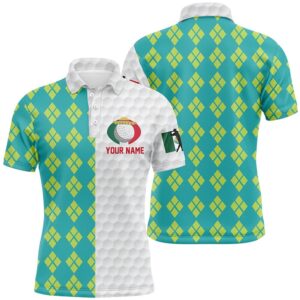 Blue Yellow Argyle Pattern Mexican Flag Men’s…