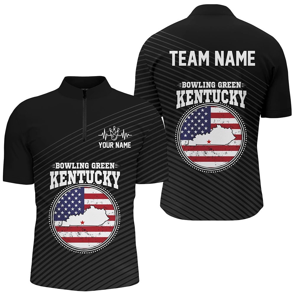 Bowling Green Kentucky For Men, Zip Bowling Shirts, Team Shirt Bowling Pin And Ball, Custom Bowling Team Jersey Shirt