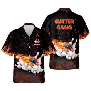 Bowling Gutter Gang Hawaiian Shirt, Custom Bowling Shirt, Custom Team Bowling Hawaiian Shirt