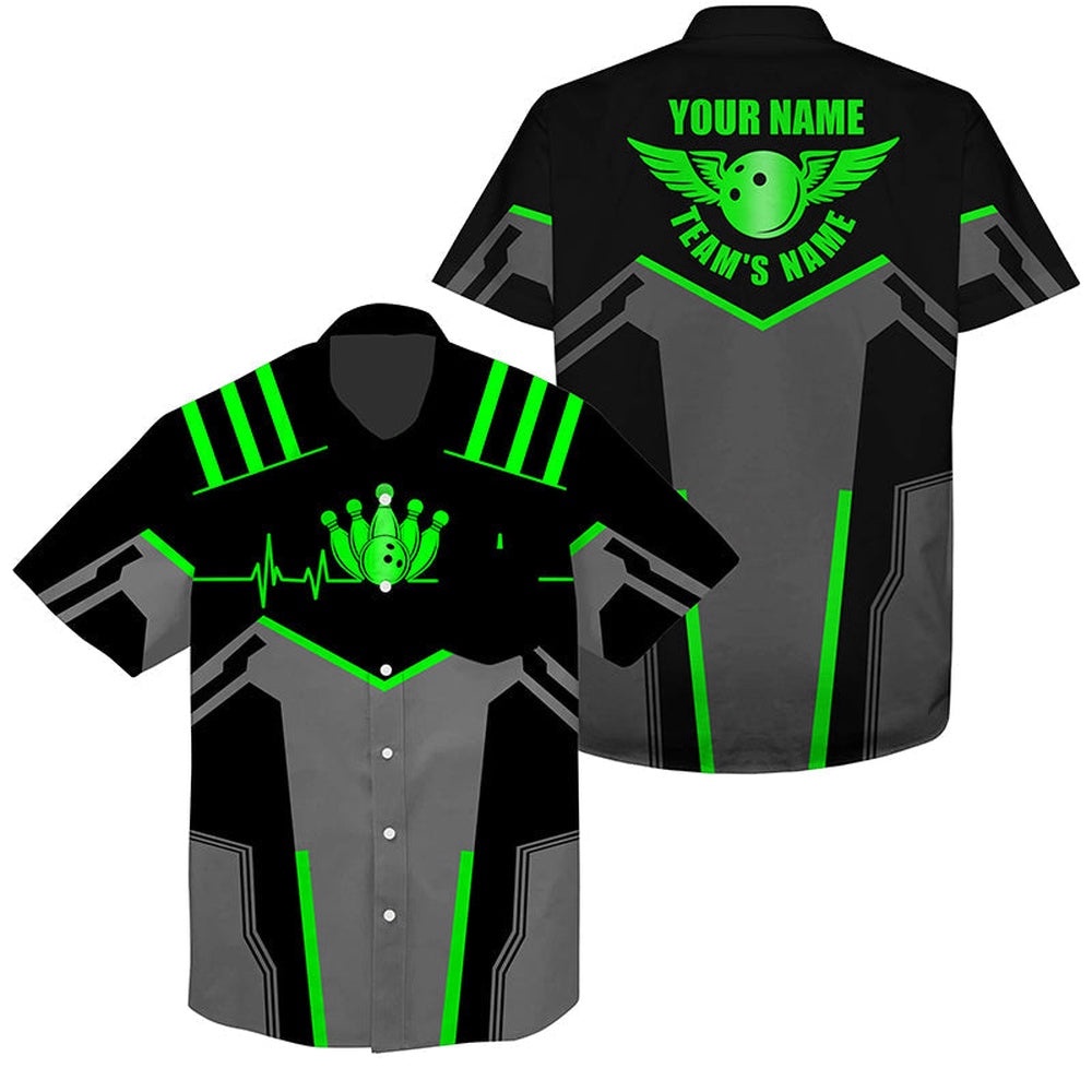 Bowling Hawaiian Shirt Bowling Ball And Pins Green, Custom Team Bowling Hawaiian Shirt Bowling Hawaiian Shirt Bowling Ball And Pins Green, Custom Team Bowling Hawaiian Shirt