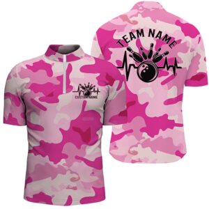 Bowling Heartbeat Pulse Line Blue Pink Camo…