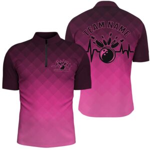 Bowling Heartbeat Pulse Line Pink Argyle Bowling…