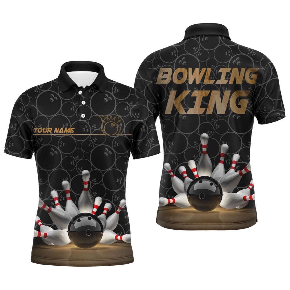 Bowling King Men Polo Shirt, Name Bowlers Polo Shirt Short Sleeves, Personalized Bowling Team Shirt Bowling King Men Polo Shirt, Name Bowlers Polo Shirt Short Sleeves, Personalized Bowling Team Shirt