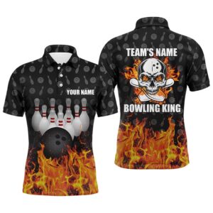 Bowling King Men Polo Shirt, Skull Bowling…