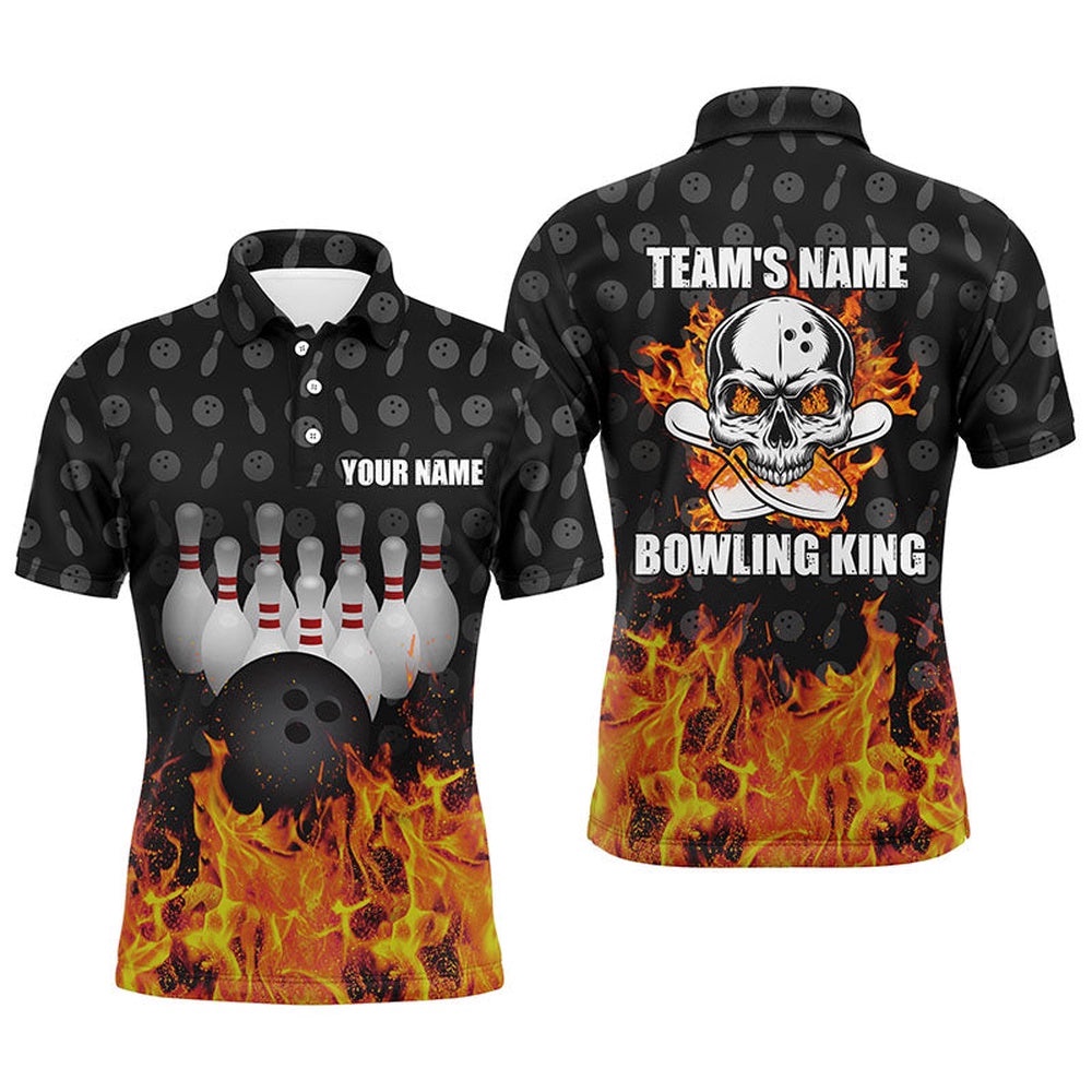 Bowling King Men Polo Shirt, Skull Bowling Team Bowlers Polo Shirt, Personalized Bowling Team Shirt Bowling King Men Polo Shirt, Skull Bowling Team Bowlers Polo Shirt, Personalized Bowling Team Shirt
