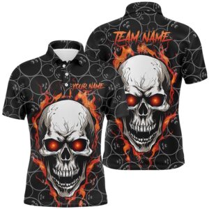 Bowling Pattern Red Flame Skull Custom Bowling…