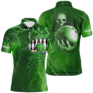 Bowling Polo Shirt For Men Green Lightning…