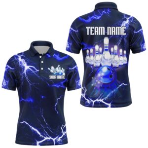 Bowling Polo Shirt For Men Lightning Thunder…
