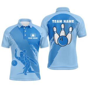 Bowling Polo Shirts For Men, Custom Blue…