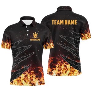 Bowling Polo Shirts For Men Custom Flame…