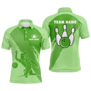 Bowling Polo Shirts For Men, Custom Green…
