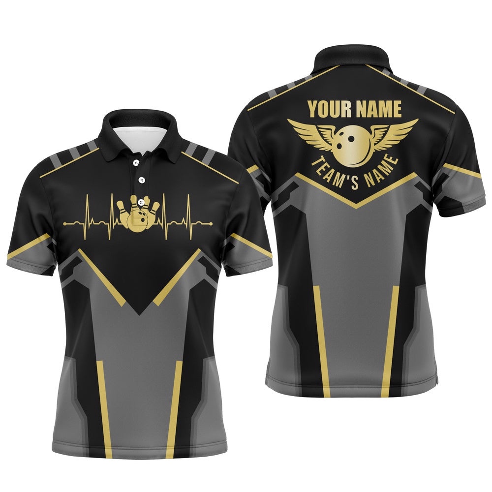 Bowling Polo Shirts For Men Custom Team Name Black Bowling Team Polo Shirt, Gift For Team Bowlers, Personalized Bowling Team Shirt Bowling Polo Shirts For Men Custom Team Name Black Bowling Team Polo Shirt, Gift For Team Bowlers, Personalized Bowling Team Shirt