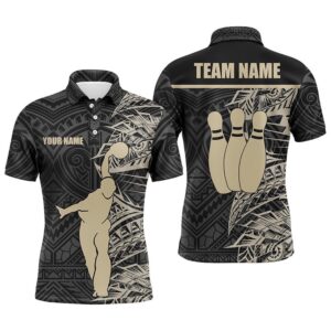 Bowling Polo Shirts For Men Golden Black…
