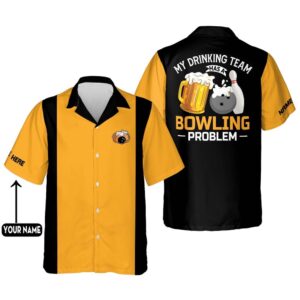 Bowling Problem Hawaiian Shirt Unisex, Custom Bowling Shirt, Custom Team Bowling Hawaiian Shirt