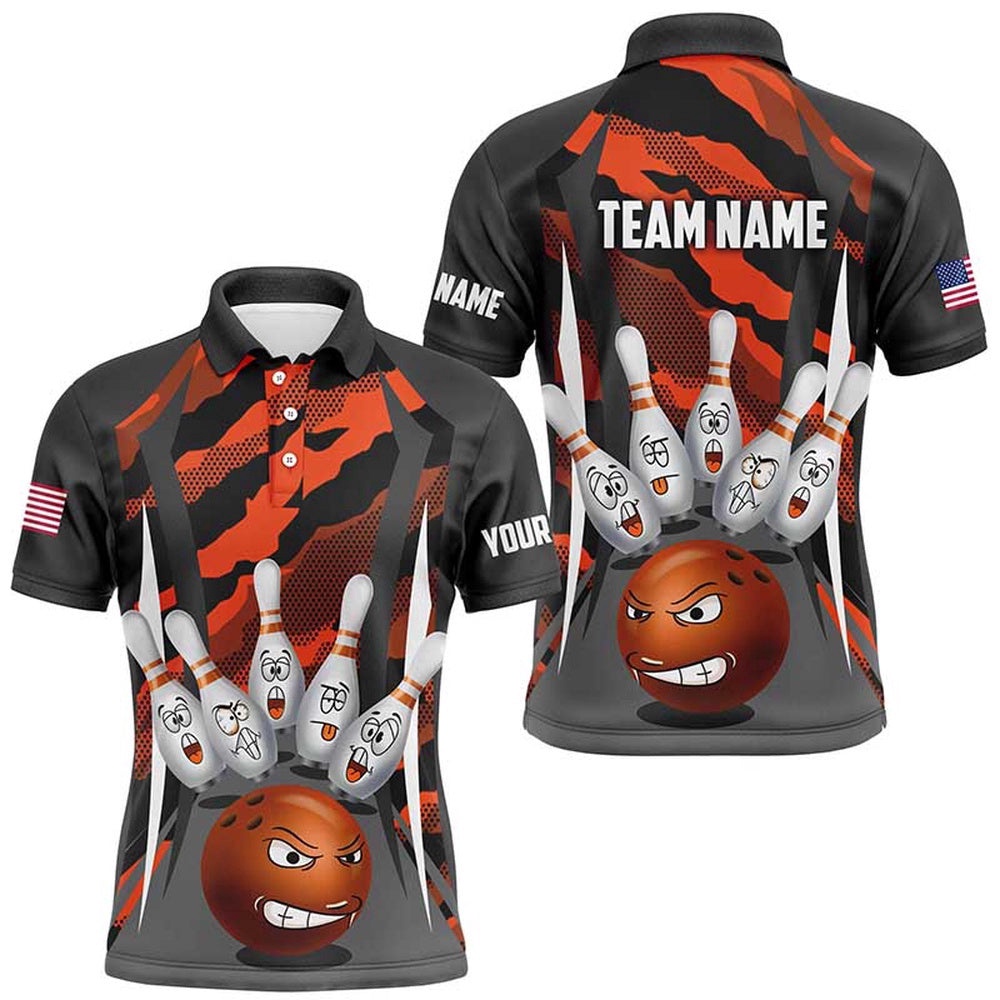 Bowling Shirt For Men Camo Bowling Team League Funny Orange Polo Bowling Shirt Unisex, Personalized Bowling Team Shirt Bowling Shirt For Men Camo Bowling Team League Funny Orange Polo Bowling Shirt Unisex, Personalized Bowling Team Shirt