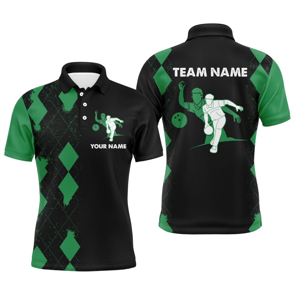 Bowling Shirt For Men, Custom Name Green&Black Polo Bowler Team Shirt For Bowling Lovers, Personalized Bowling Team Shirt Bowling Shirt For Men, Custom Name Green&Black Polo Bowler Team Shirt For Bowling Lovers, Personalized Bowling Team Shirt