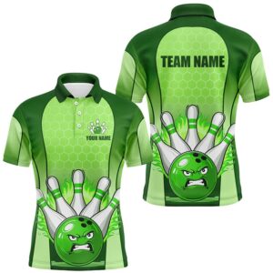 Bowling Shirt Green Men Polo Bowling Polo…