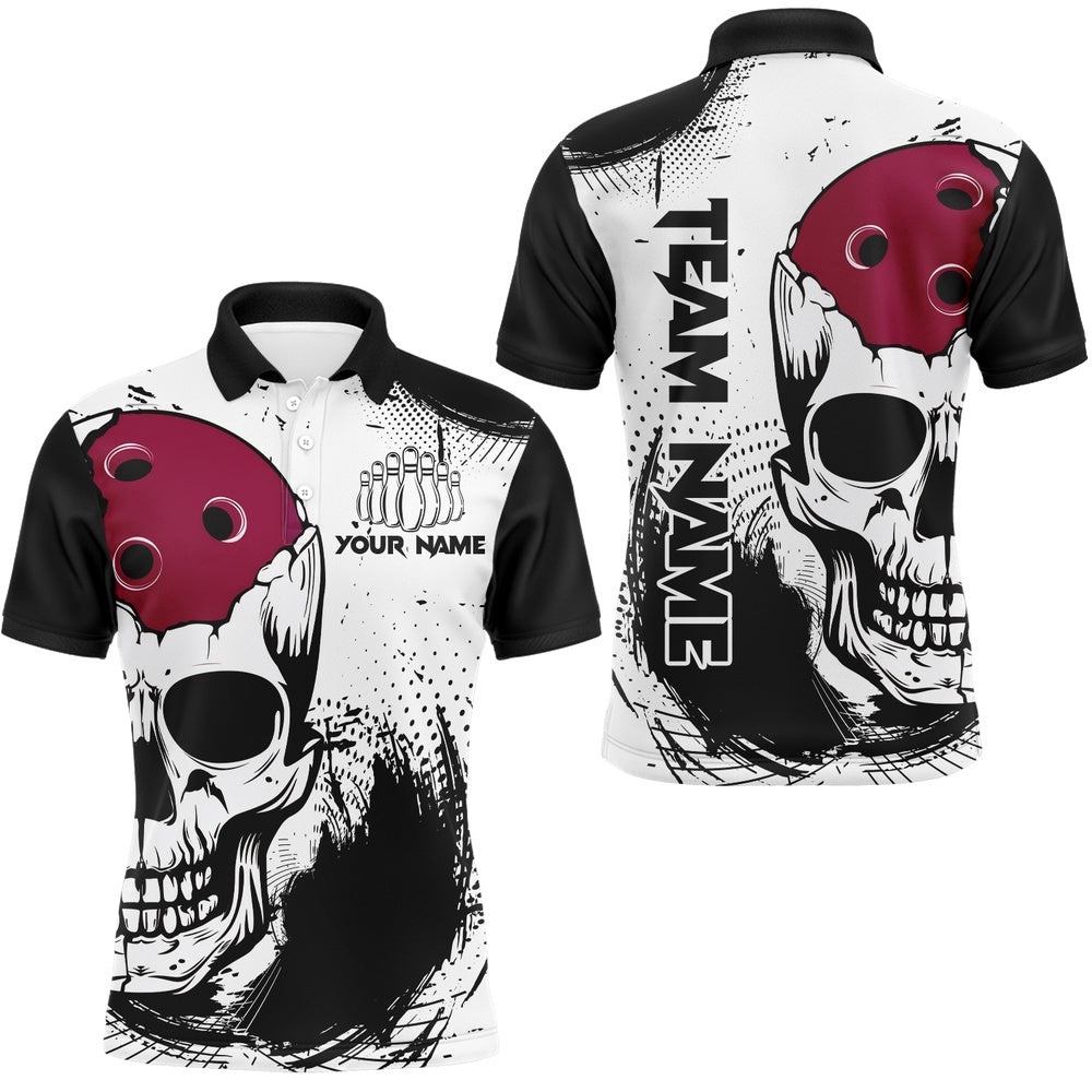 Bowling Shirt Skull Bowling Team Polo Shirt Polo Shirt For Men, Personalized Bowling Team Shirt Bowling Shirt Skull Bowling Team Polo Shirt Polo Shirt For Men, Personalized Bowling Team Shirt